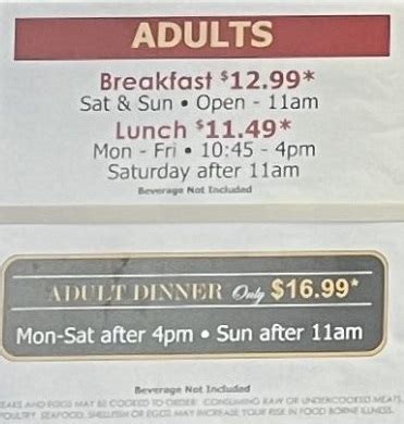 golden corral admission prices.